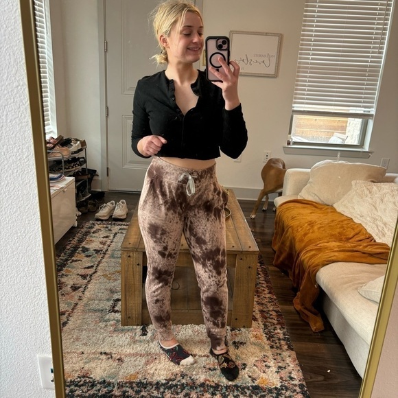 Lululemon Women's Tie Dye Pink Brown Joggers Sz 6 Pockets Wide Band Waist Pants - Picture 4 of 7